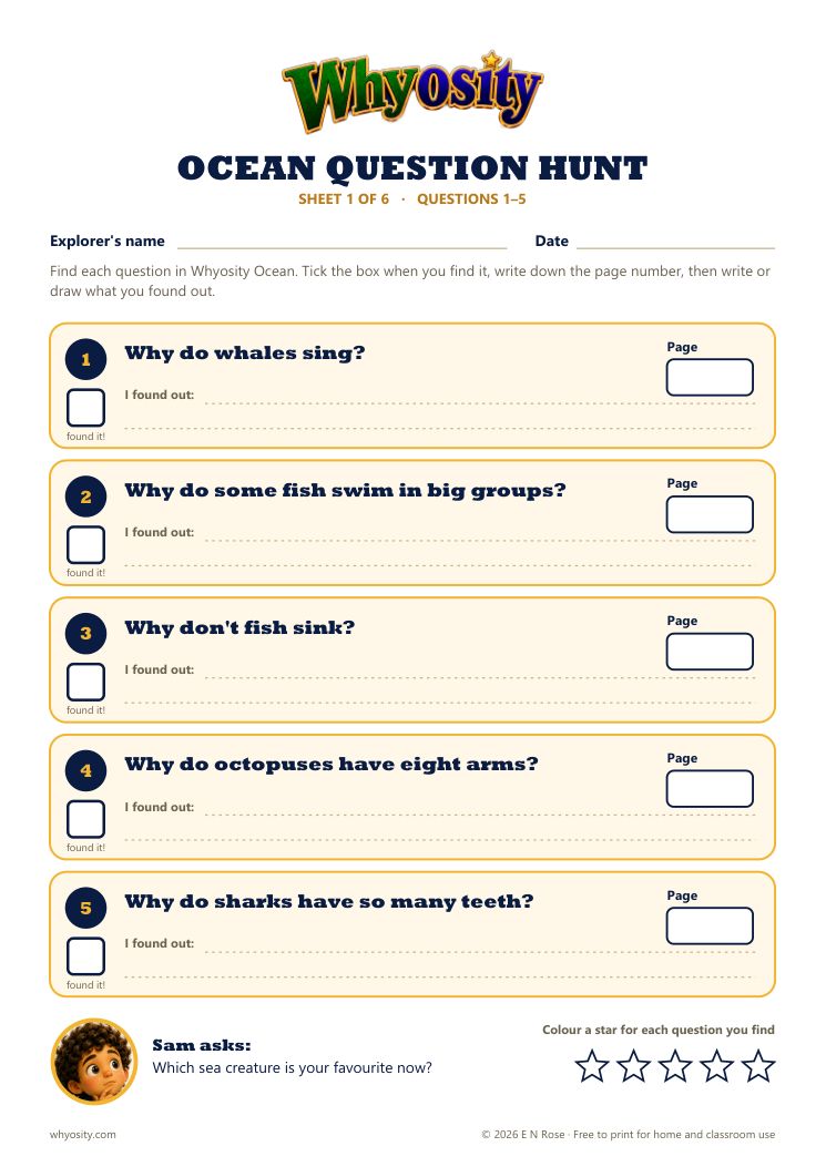 Ocean Question Hunt, sheet 1